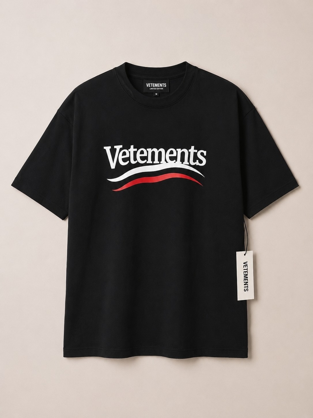 🆕️Vetements Black Logo Tee Limited Edition Oversized L NWT